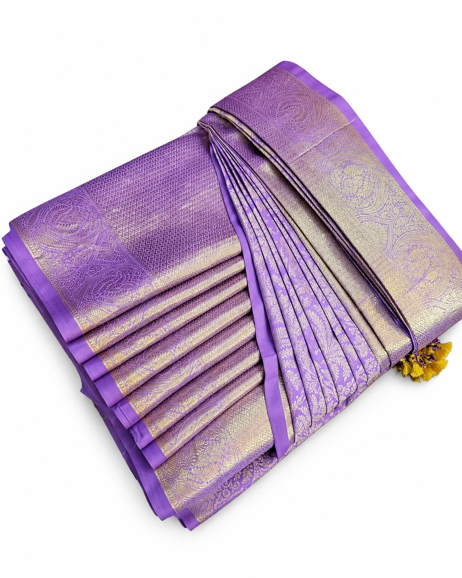 Demo photo: saree front pleats arranged as soft rounded pleats with moderate natural volume